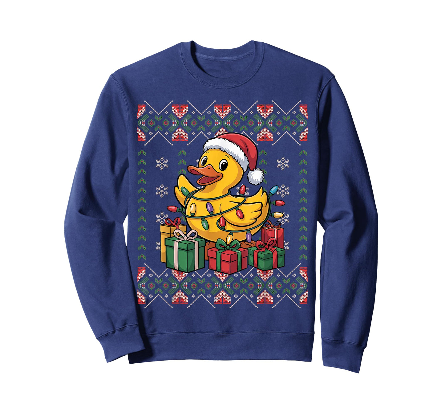 Santa Rubber Duck Christmas Ugly Sweater Funny Holiday T-Shirt