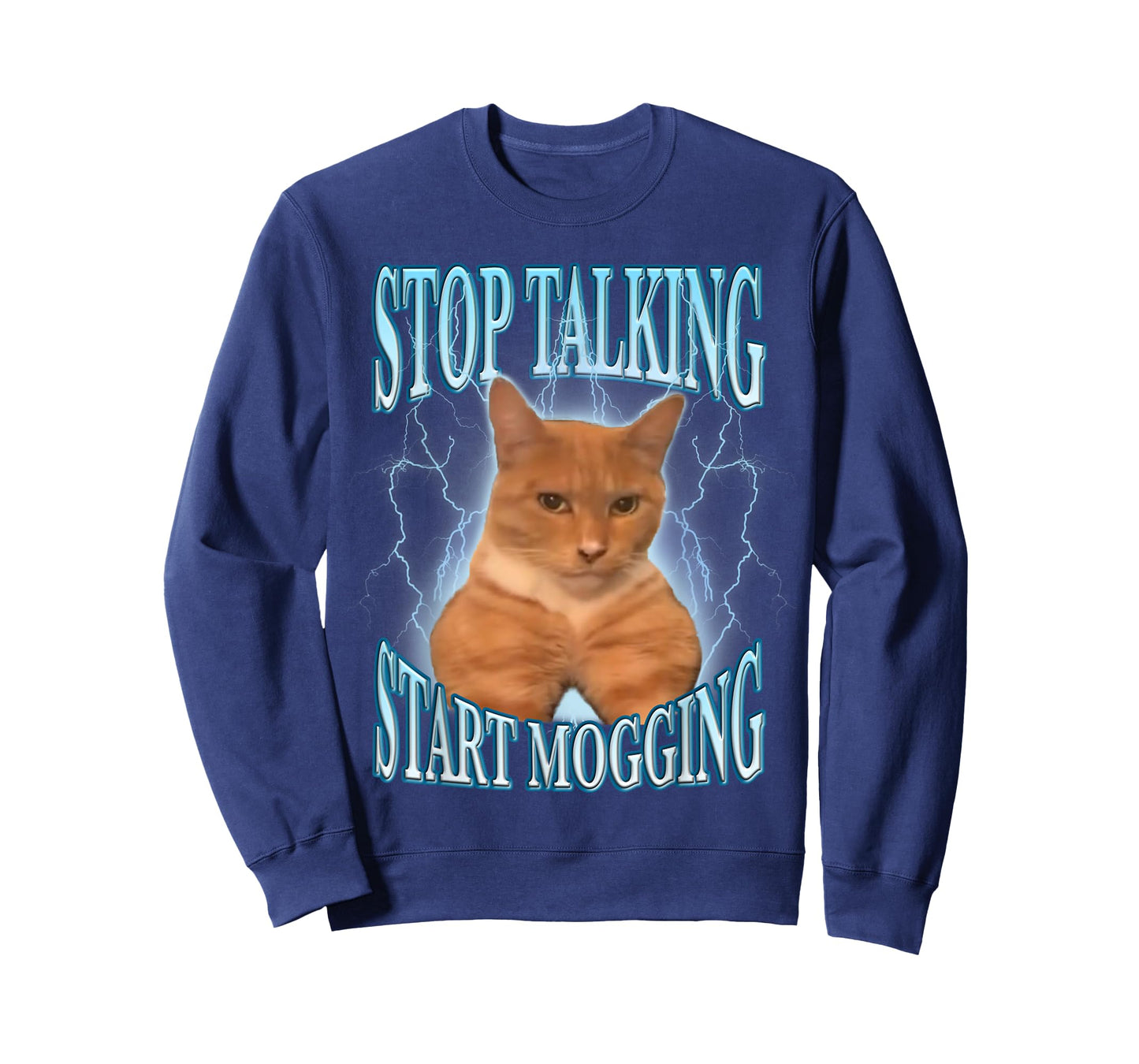 Stop Talking, Start Mogging Funny Cat Meme Mog Men Women Kids T-Shirt