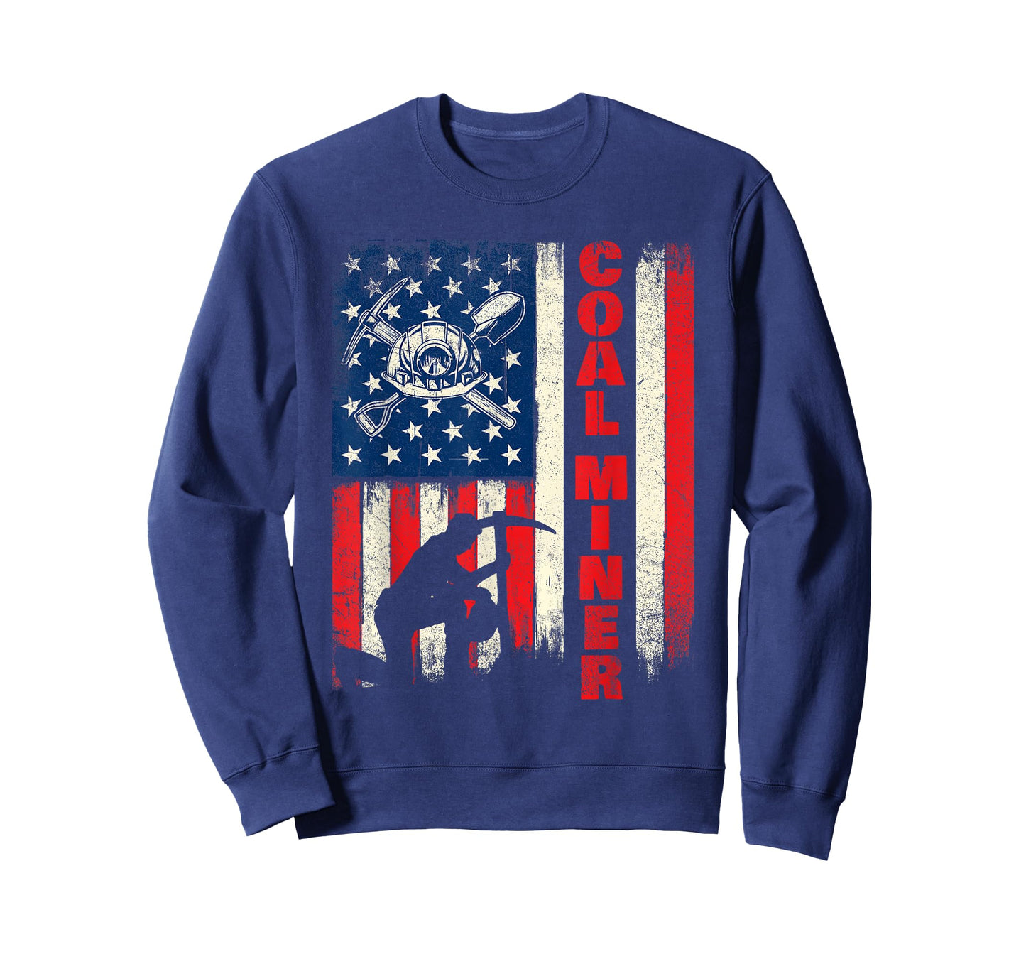Coal Miner - Patriotic USA Flag Pitman Underground Mining T-Shirt