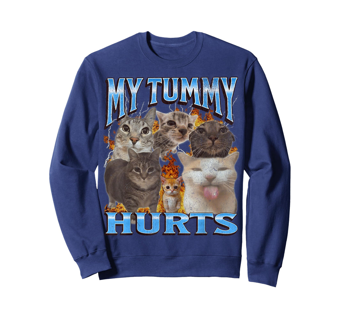 My Tummy Hurts Funny Cat Meme Bootleg Graphic T-Shirt