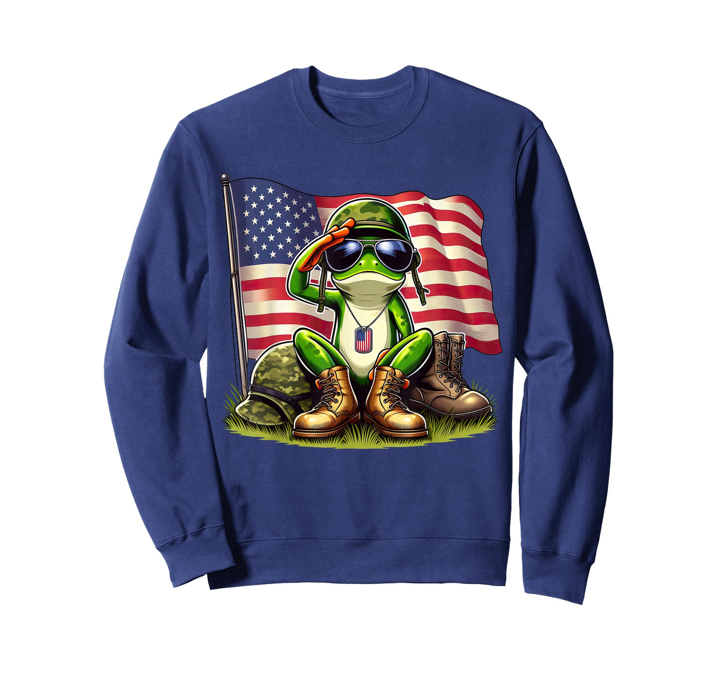 Salute Frog American USA Flag Memorial Day 4th of July T-Shirt