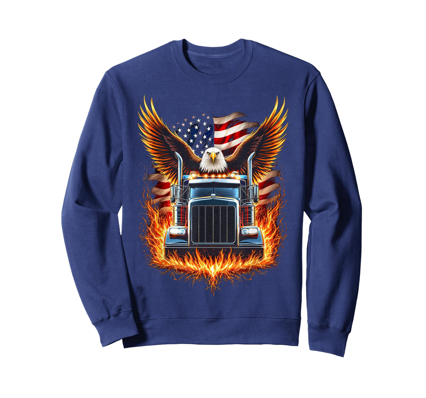 Trucker Patriotic American Flag Semi Truck Driver Eagle T-Shirt