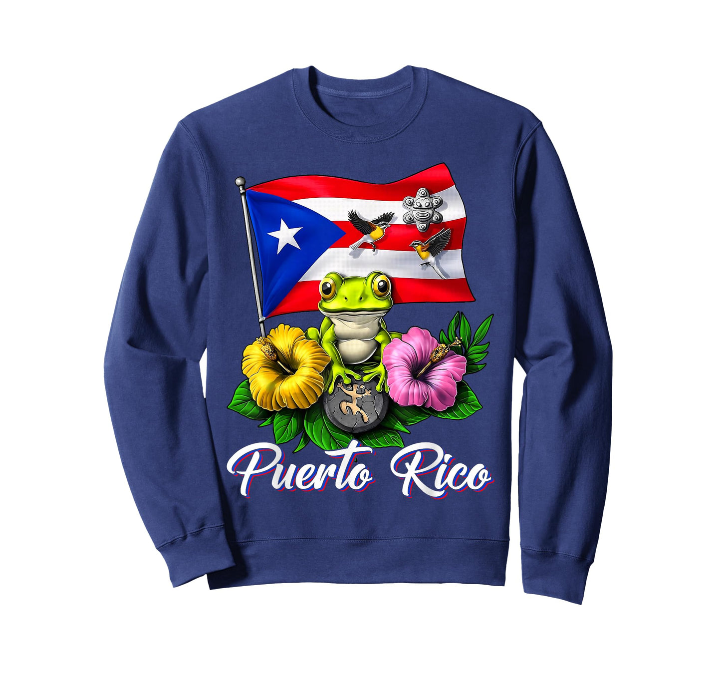 Coqui Frog & Flowers Boricua Puerto Rican Flag Puerto Rico T-Shirt