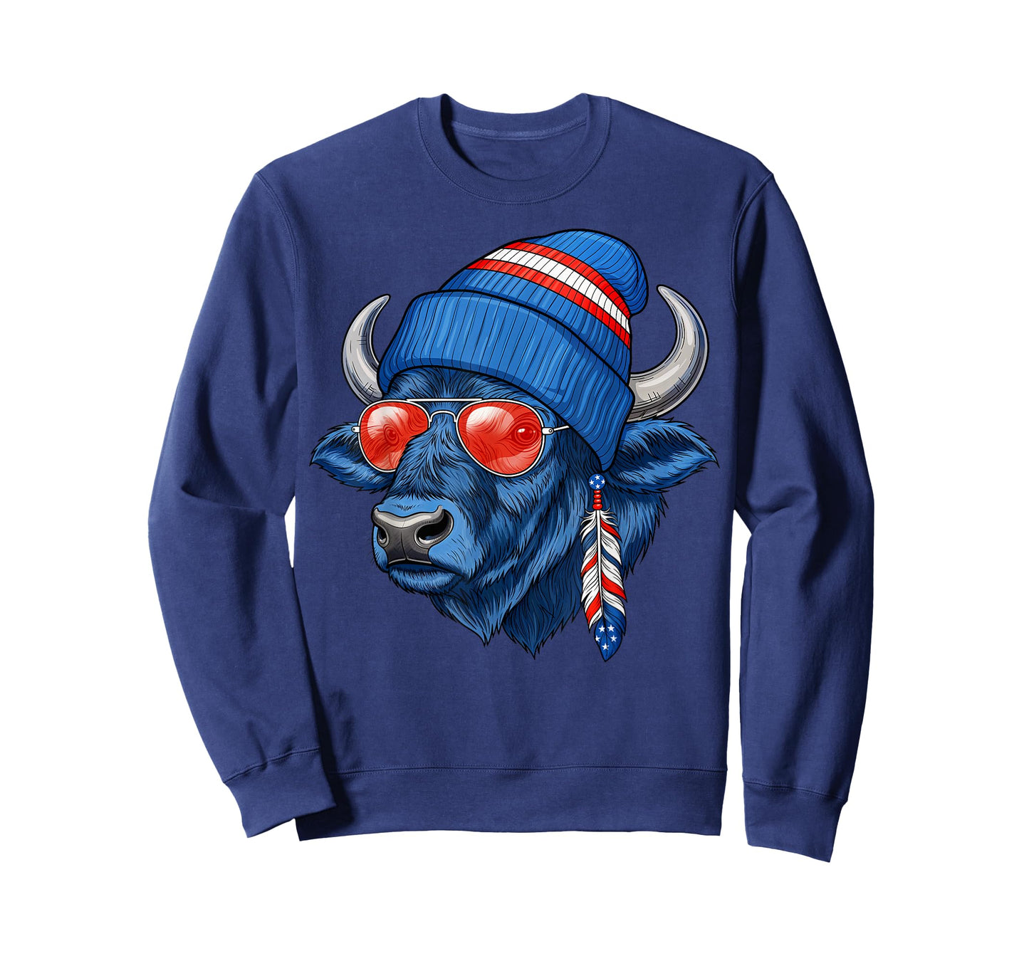 Cool Buffalo Wearing a Beanie and Sunglasses for Men Women T-Shirt
