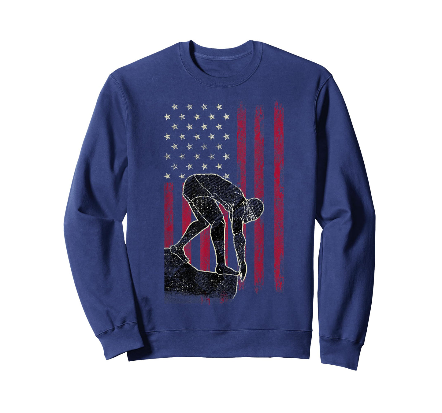 Swimming Vintage American Flag 4th Of July Tee Gift T-Shirt