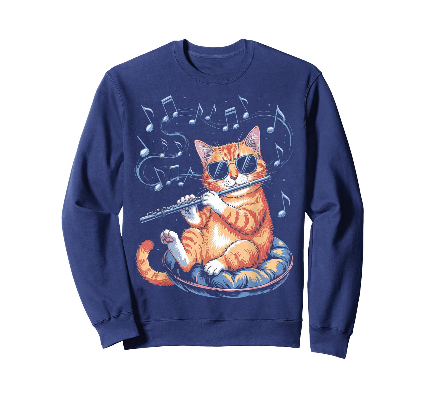 Marching Band Musician Flutist Cat Playing Flute Player T-Shirt