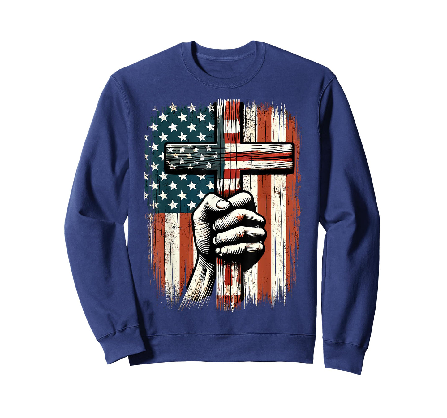 American USA Flag Christian Cross Jesus 4th of July T-Shirt