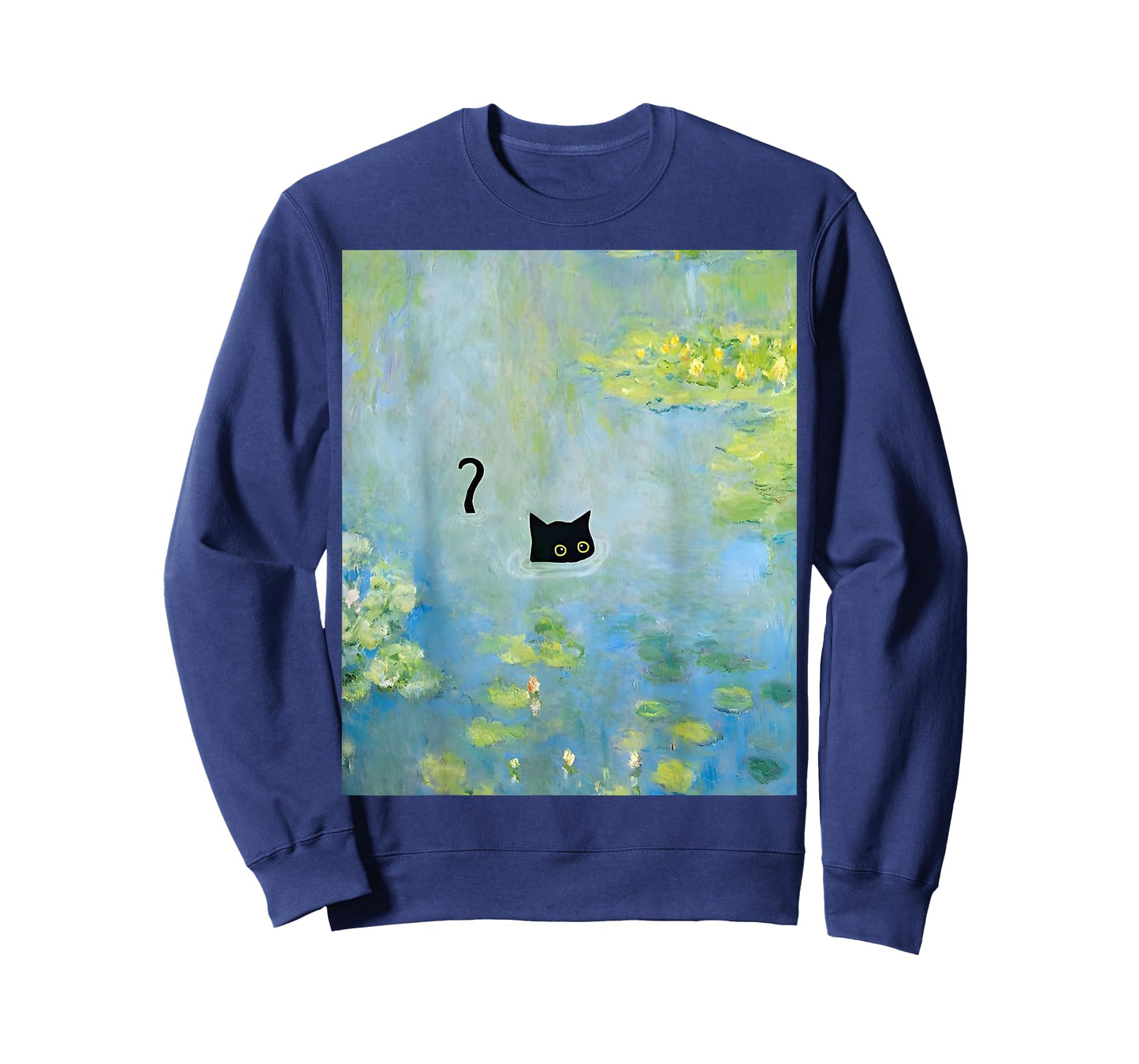 Black Cat Monets Summer Waterlily T-Shirt for Men Women Girls Kids
