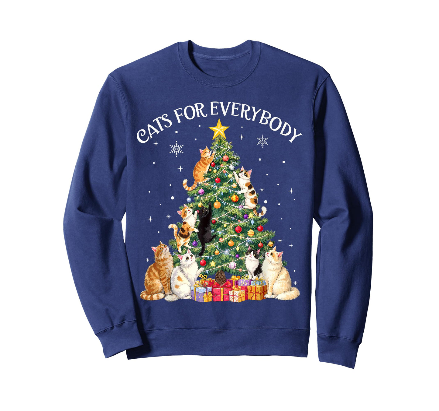 Cats for Everybody Christmas Cat Lover Funny Xmas Tree Light T-Shirt