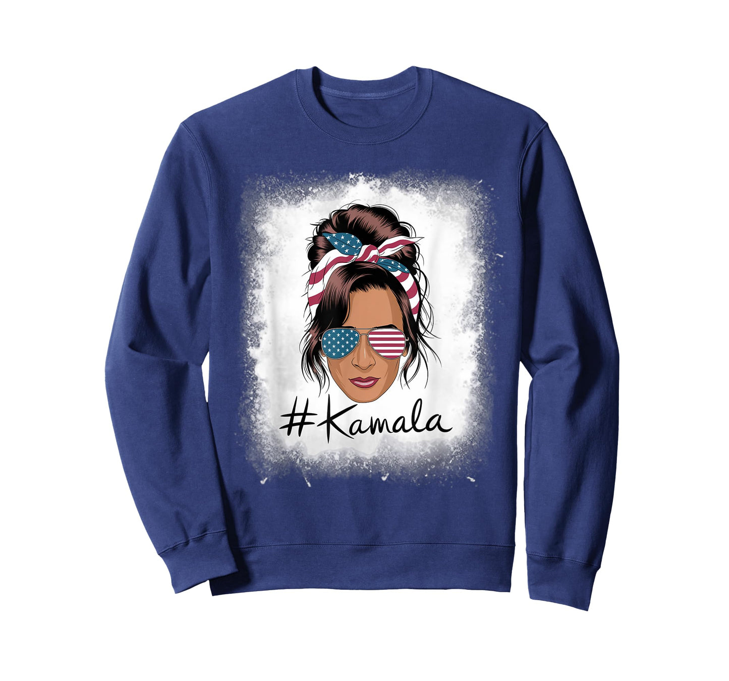 Kamala Harris Retro USA Patriotic American Flag Messy Bun T-Shirt