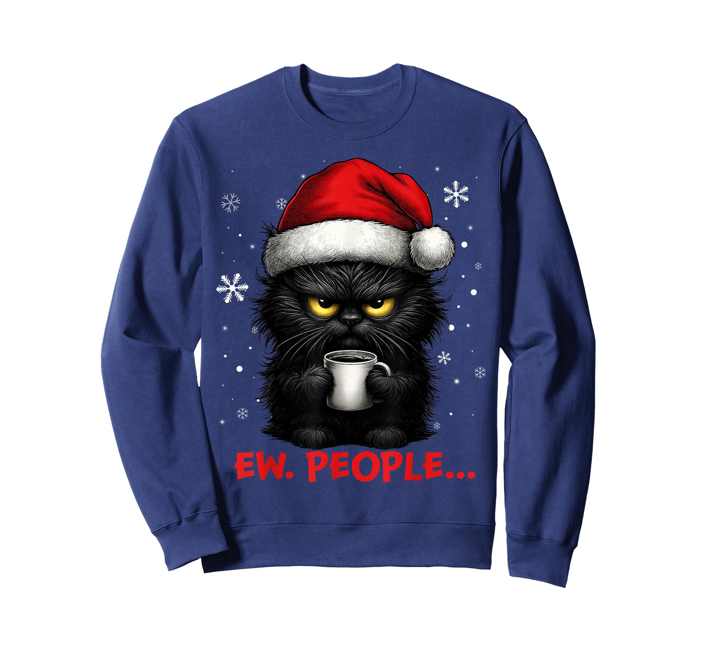 Funny Christmas Cat Ew People Meowy Cat Lovers Men Women Kid T-Shirt