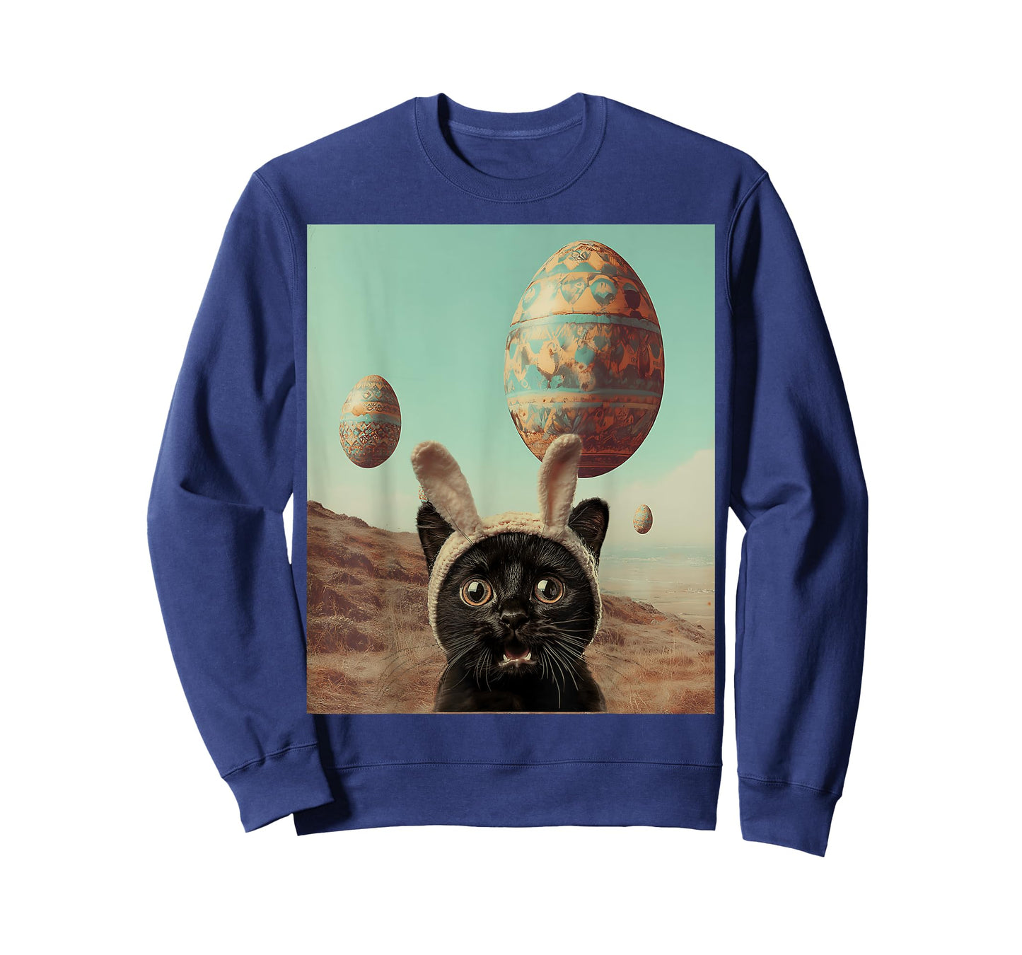 Funny Shock Cat UFO Meme Easter Eggs Cute Pet Lovers T-Shirt