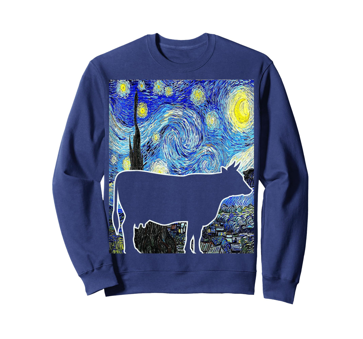 Cow Starry Night Van Gogh Funny Cow Farmer T-Shirt