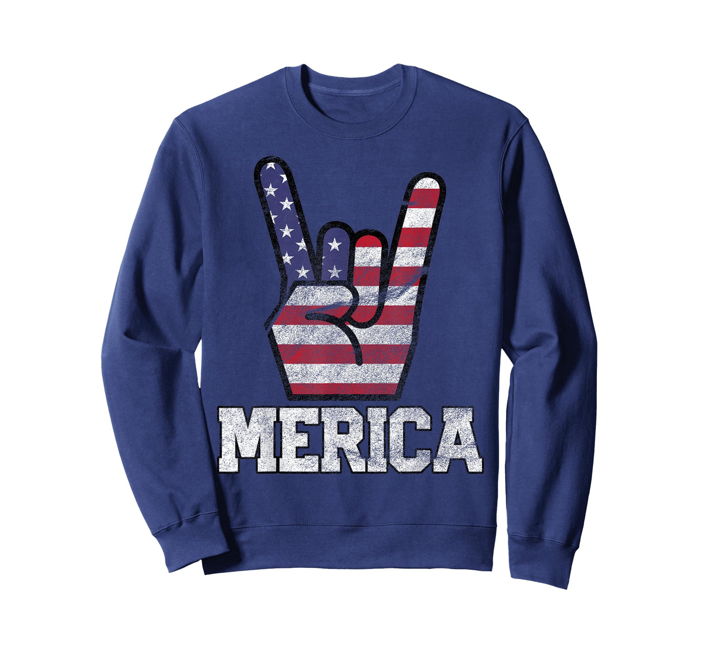 Merica Rock Sign 4th of July Vintage American Flag Retro USA T-Shirt Small
