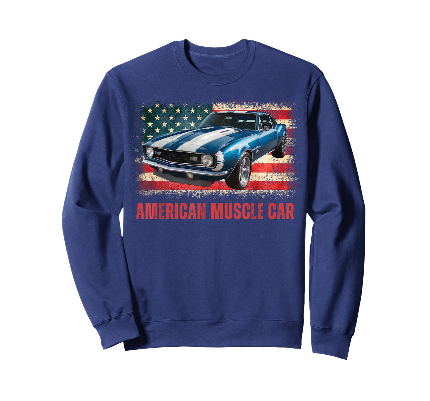 Classic American Muscle Car Flag Style Retro Vibe Art T-Shirt