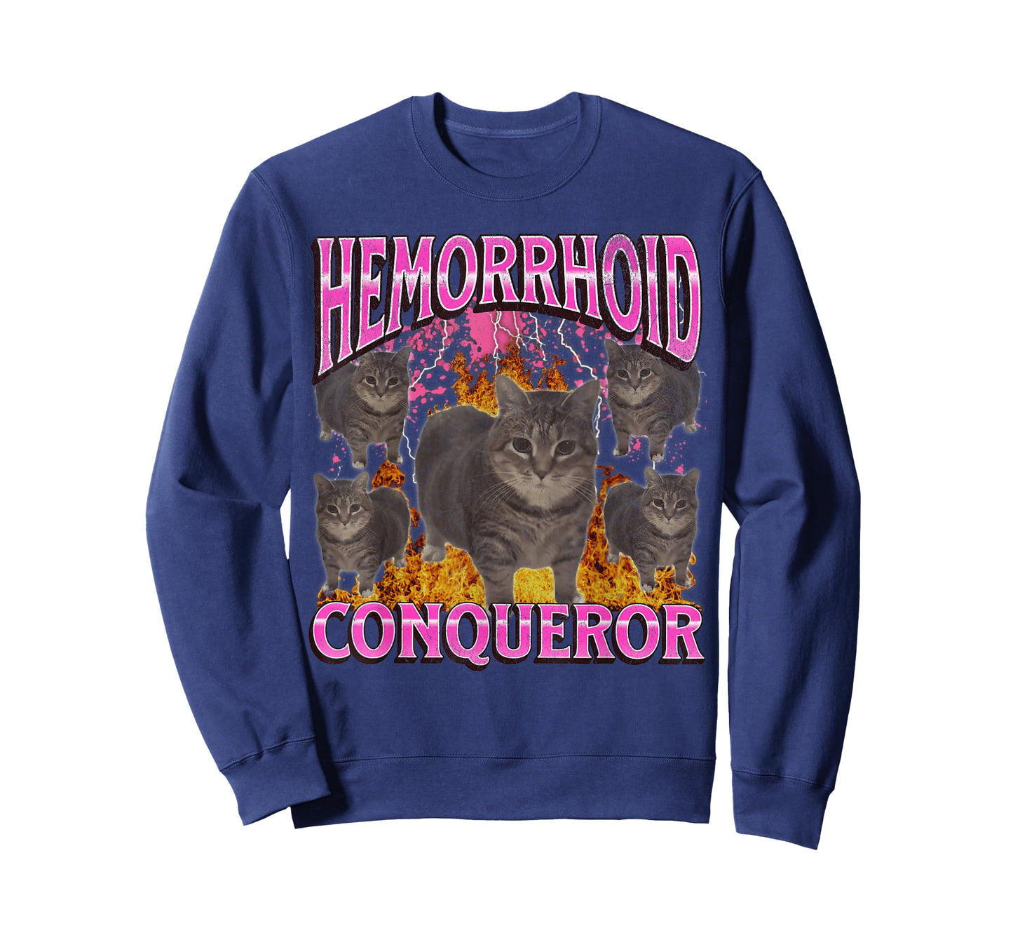 Hemorrhoid Conqueror Funny Cat Meme Bootleg Graphic T-Shirt for Men Women