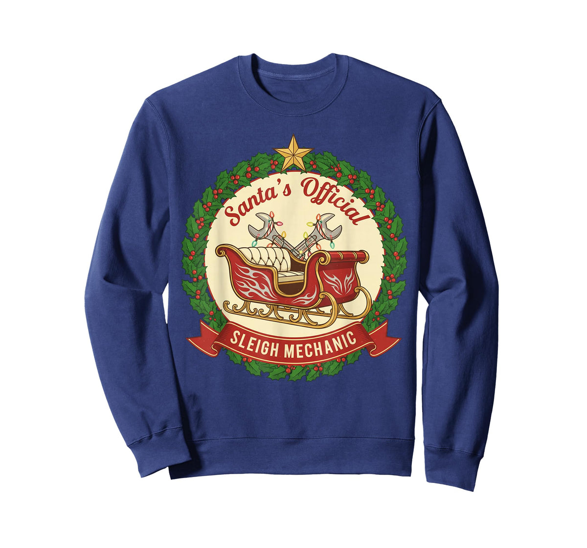 Santa's Sleigh Mechanic Funny Christmas Mechanic Graphic T-Shirt