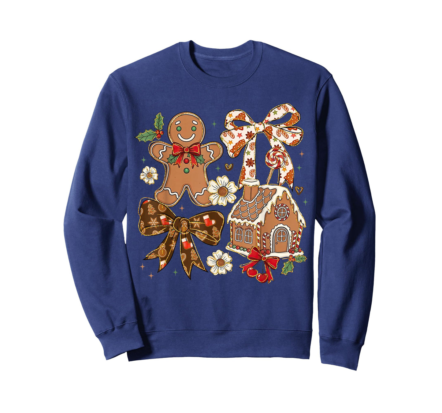 Christmas Gingerbread House Coquette Bow Xmas Girls Women T-Shirt
