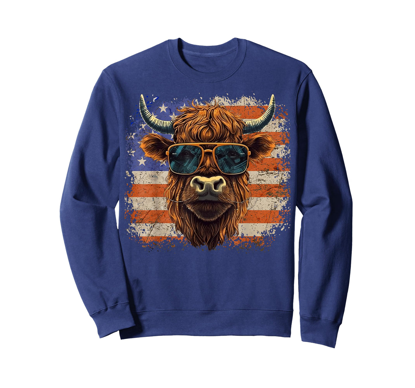 American Flag, Highland Cow-Fourth of July, Cow Lover Cool T-Shirt