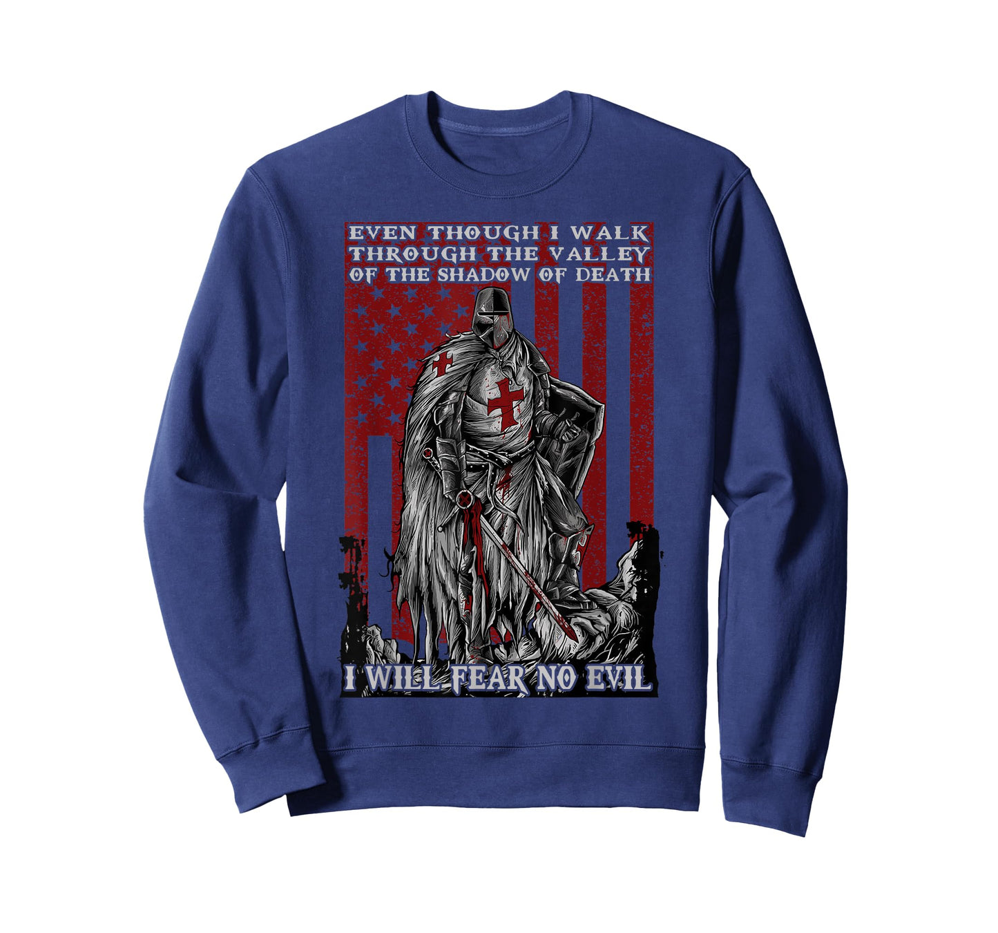 Knight Templar American Flag I Will Fear No Evil Psalm 23:4 Women Men T-Shirt