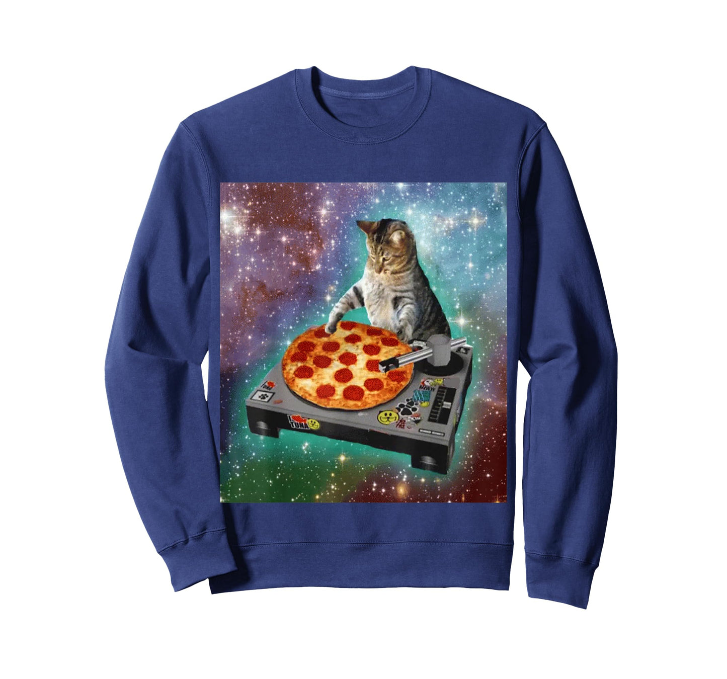 Outer Space Galaxy Universe Cat Pizza DJ Funny Cute Cosmic T-Shirt