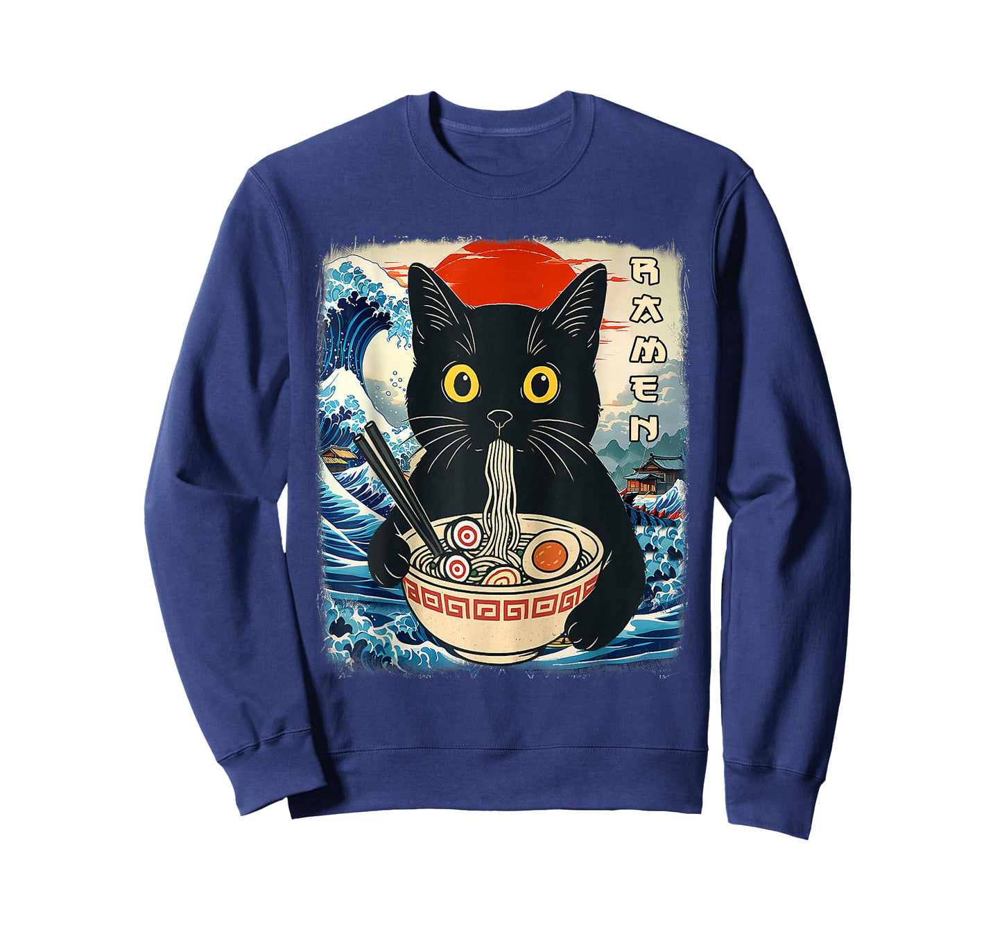 Funny Cat Ramen Japanese Graphic Design Kawaii Cat Anime T-Shirt