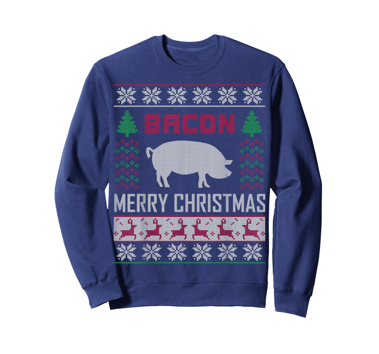 Bacon Pig Christmas Design Funny Holiday Ugly Sweater Style T-Shirt