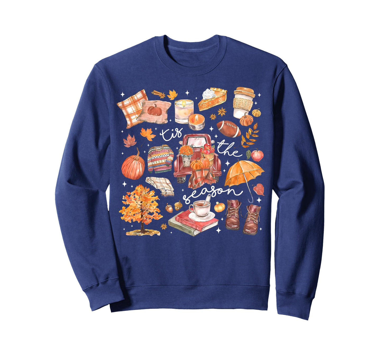 Tis The Season Pumpkin Autumn Fall Y'all Leaves Thanksgiving T-Shirt