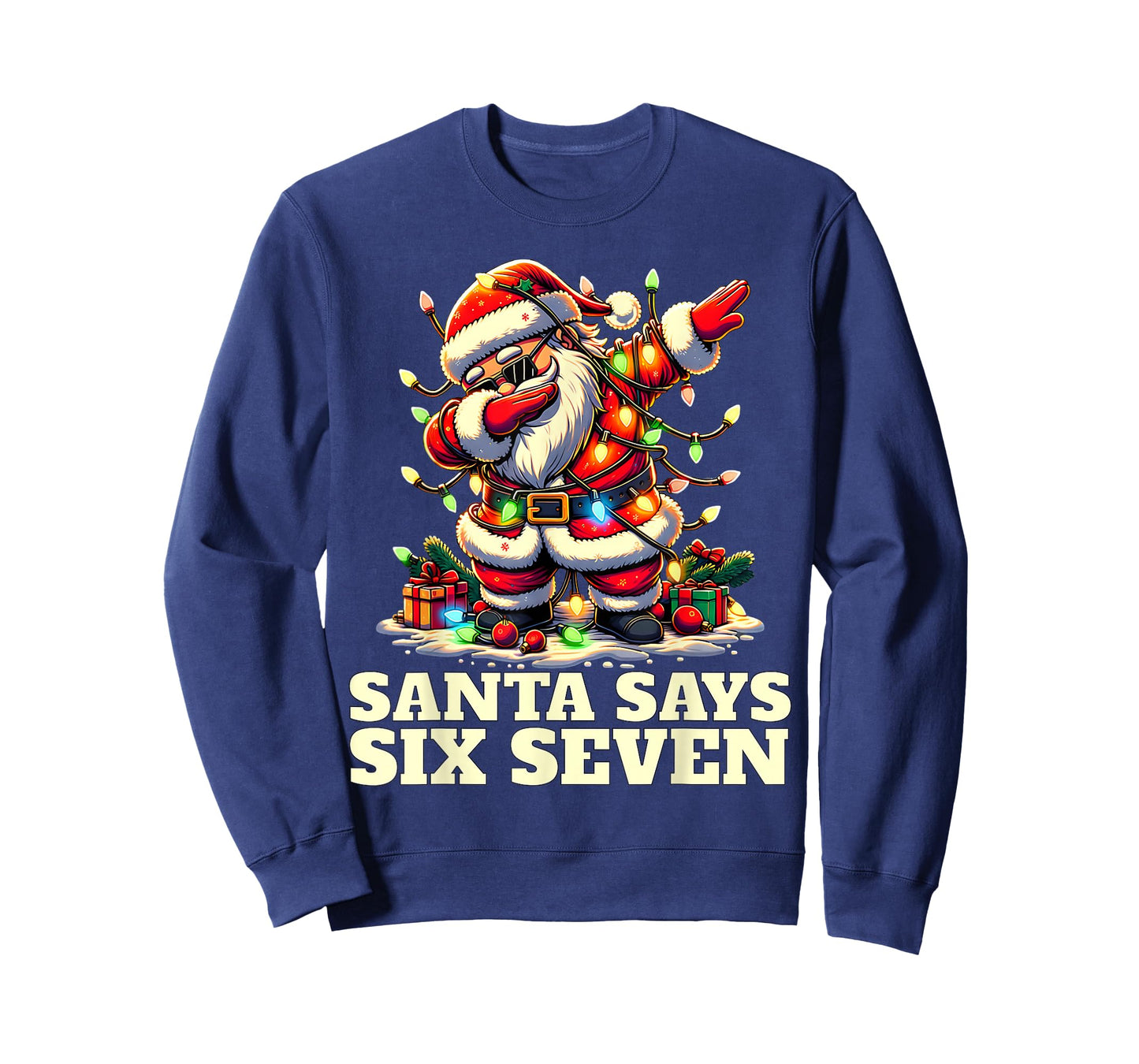 Funny Six Seven Christmas 6-7 Meme Santa 6 7 Santa Says 67 T-Shirt