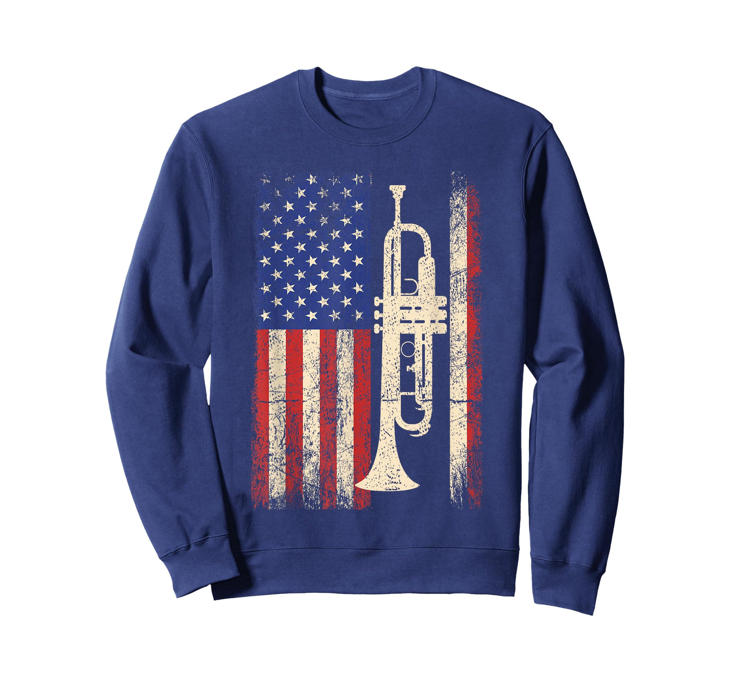 Trumpet USA American Flag Shirt Jazz Music Vintage Men Tee T-Shirt