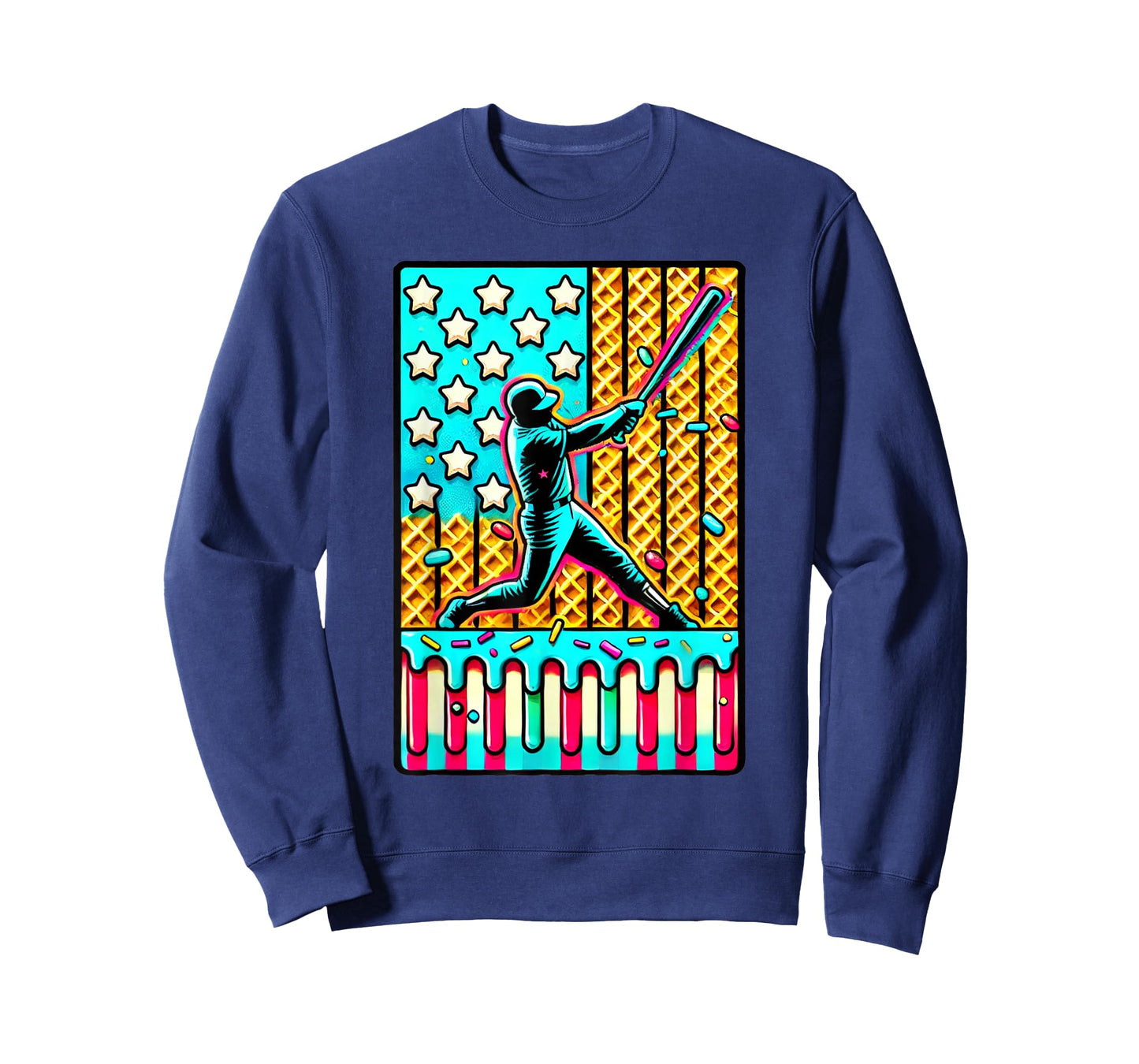 Ice Cream Drip Baseball Stuff Drip for Boys American Flag T-Shirt