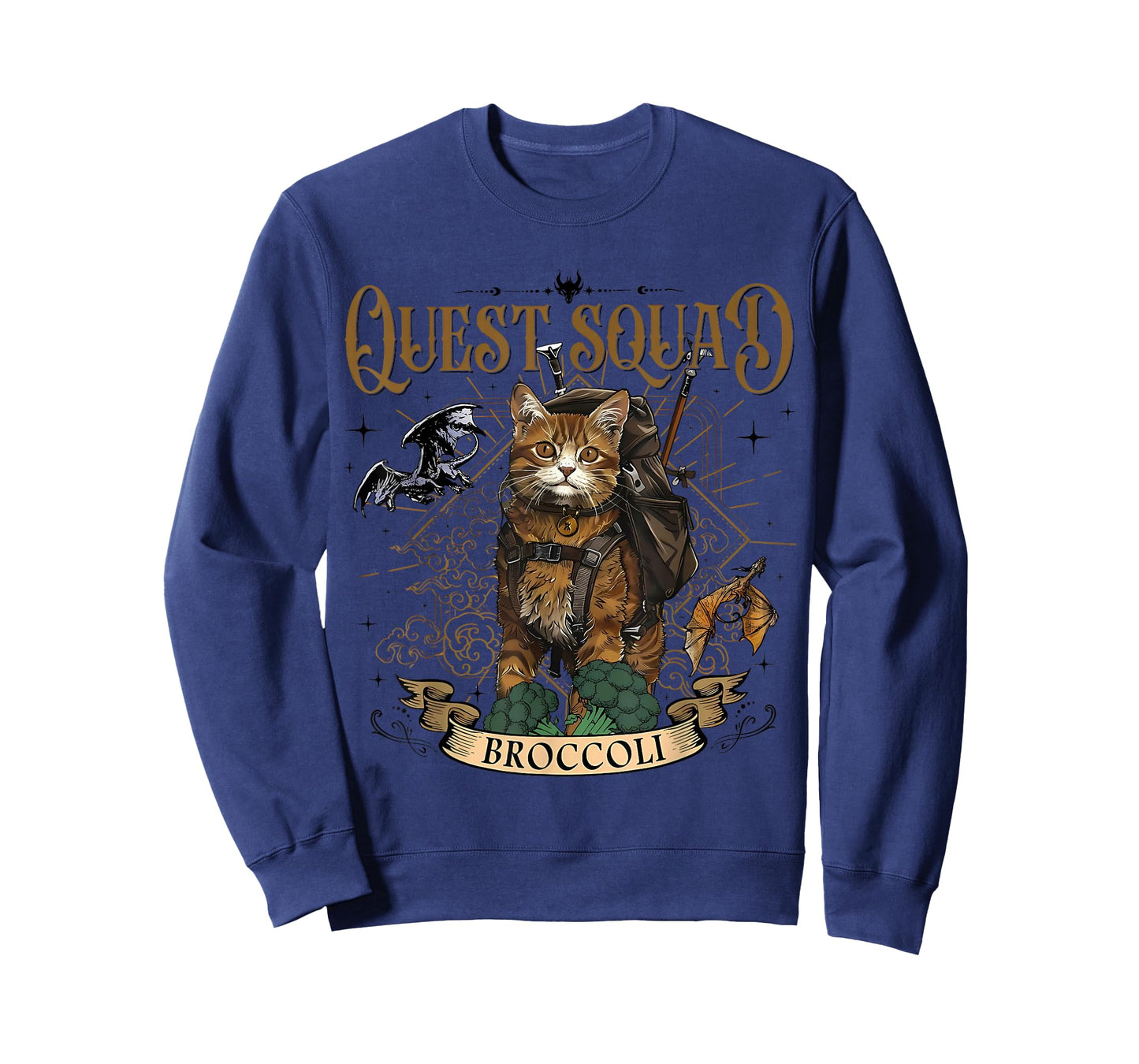 Quest Fantasy Squad Broccoli Funny Cat T-Shirt