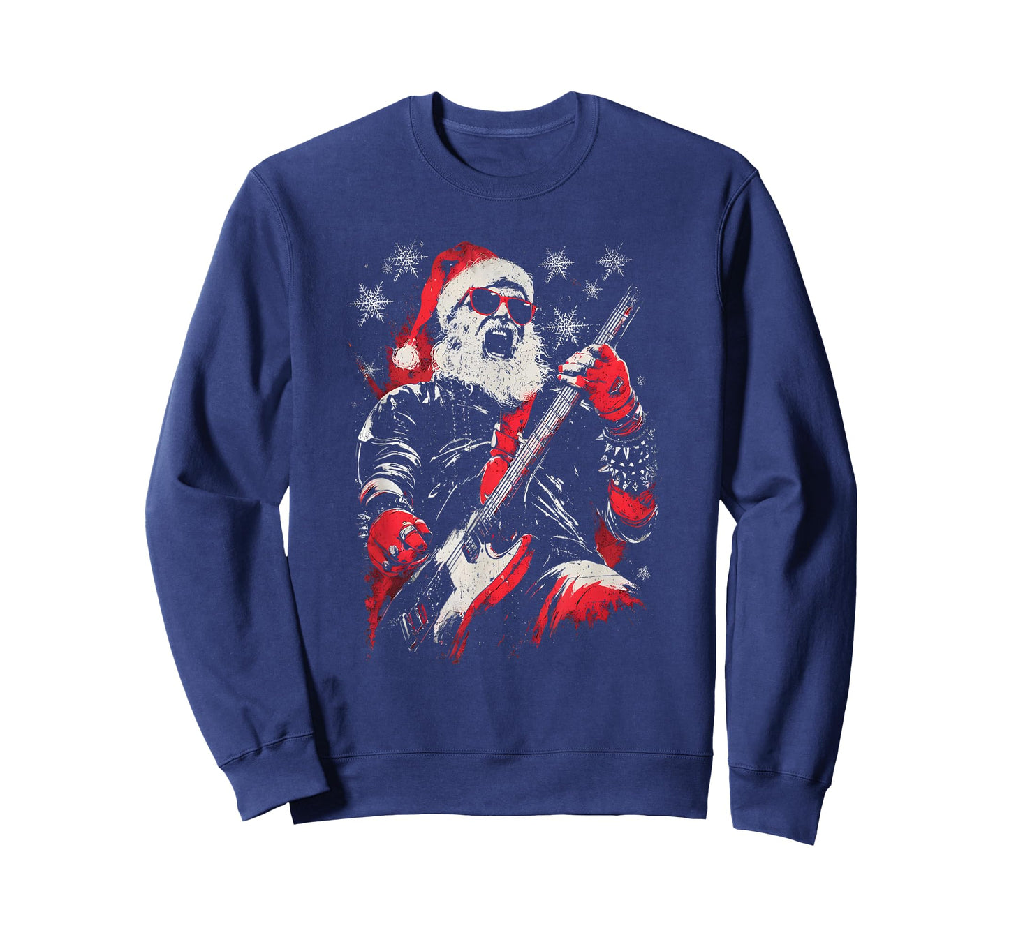 Rock Guitarist Santa Claus Playing Guitar Funny Christmas PJ T-Shirt