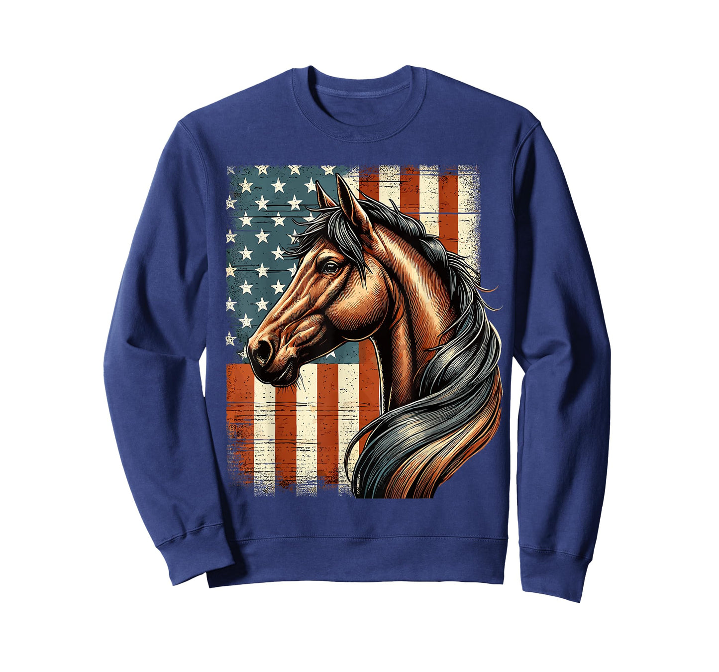 Horse Horseback Riding Western Farm American Flag Patriotic T-Shirt