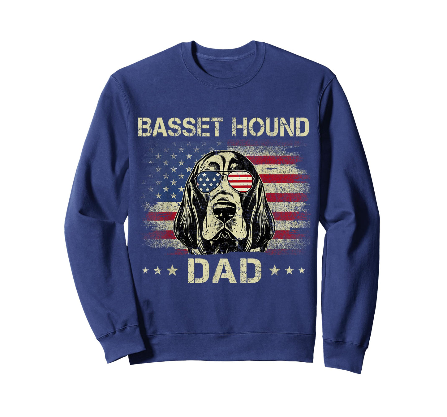 Basset Hound Dad Dog Vintage American Flag 4th Of July T-Shirt