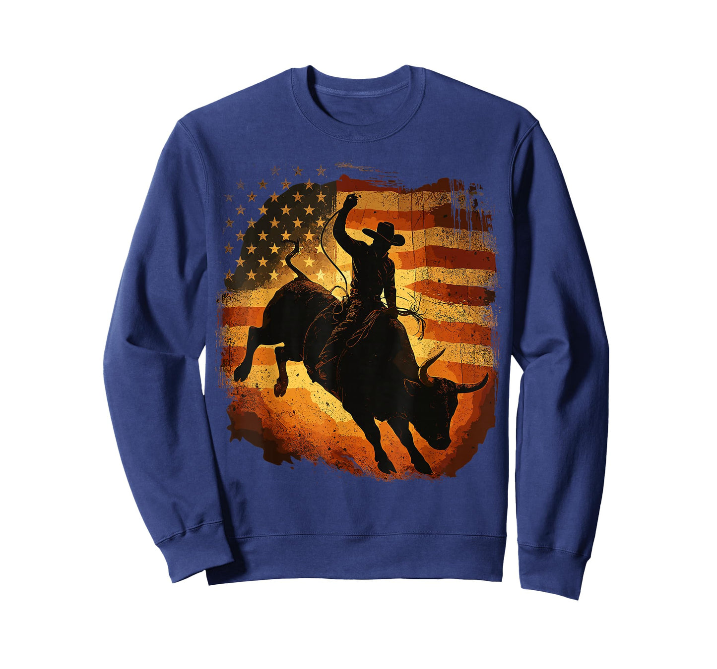 Cowboys American Flag Rodeo Rider Bull Patriotic T-Shirt