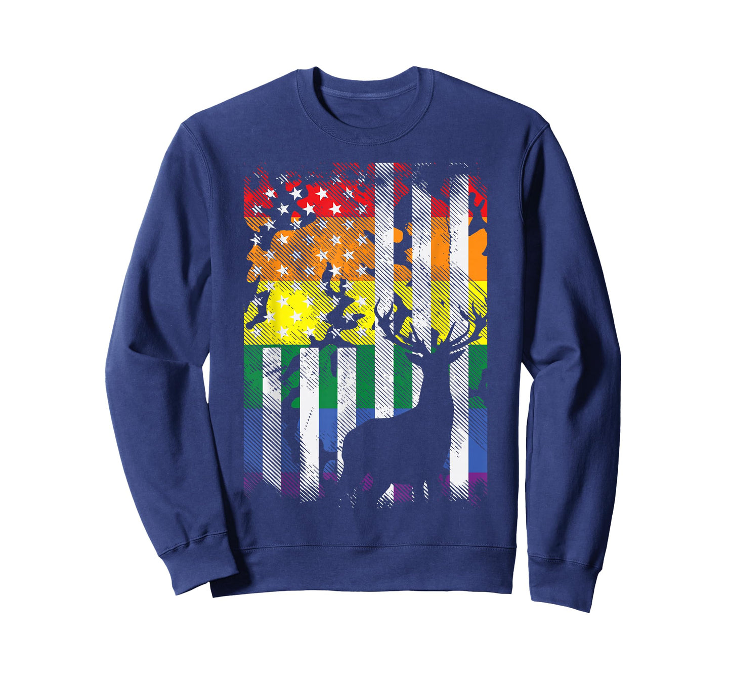 Rainbow US American Flag Deer Hunting Gay Pride LGBTQ Hunter T-Shirt