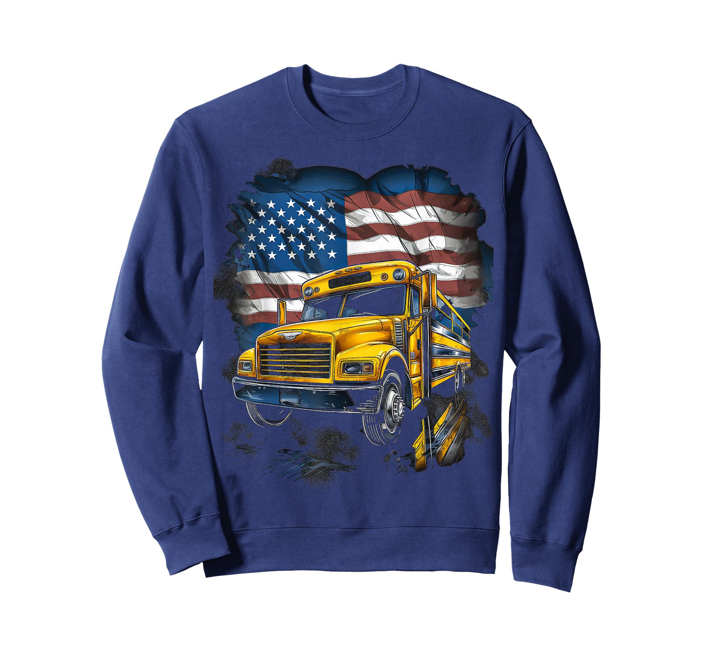 School Bus Driver Usa American Flag Funny Bus Driver T-Shirt