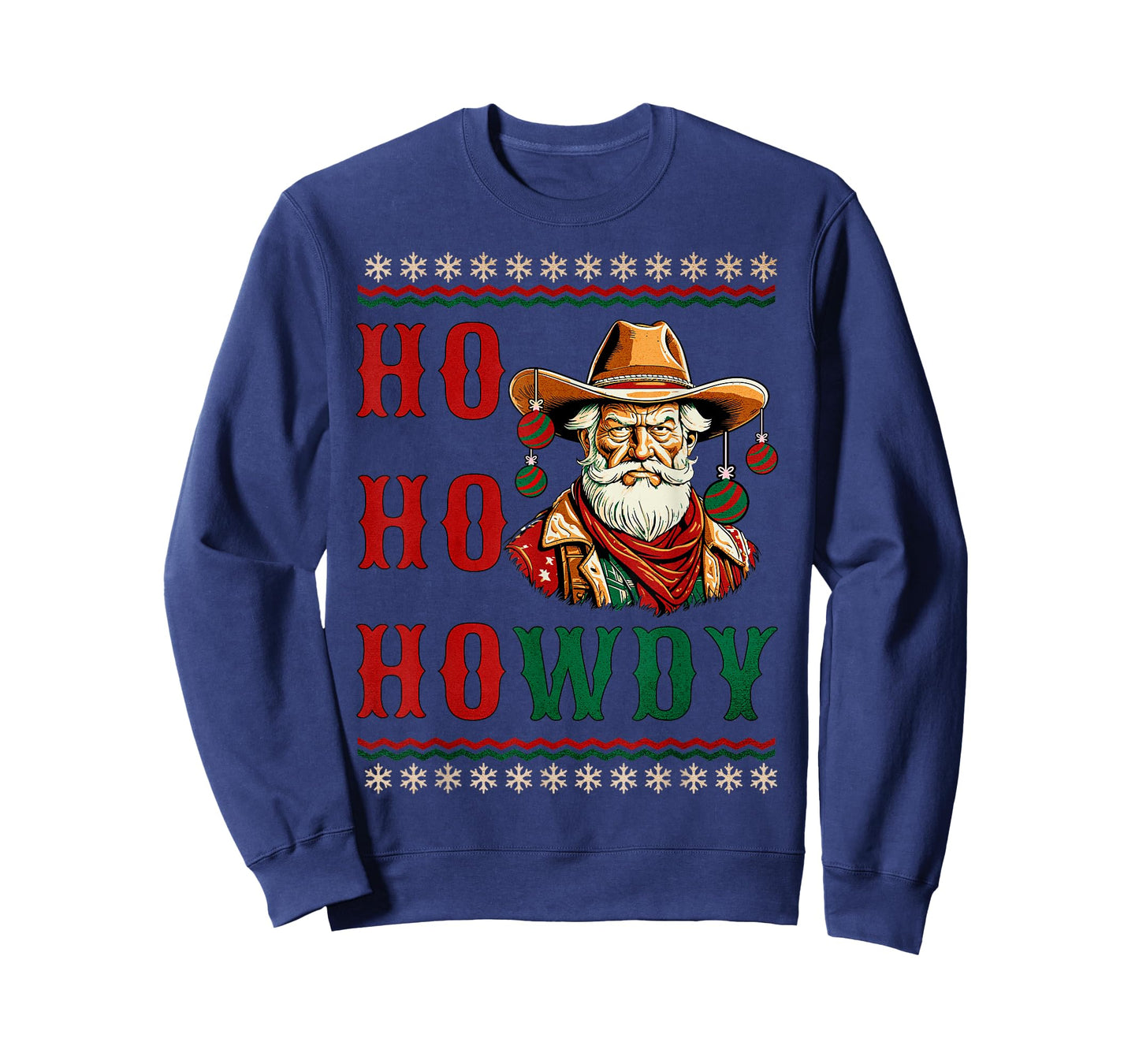 Ho Ho Howdy Ugly Christmas Sweater Style Cowboy Santa T-Shirt