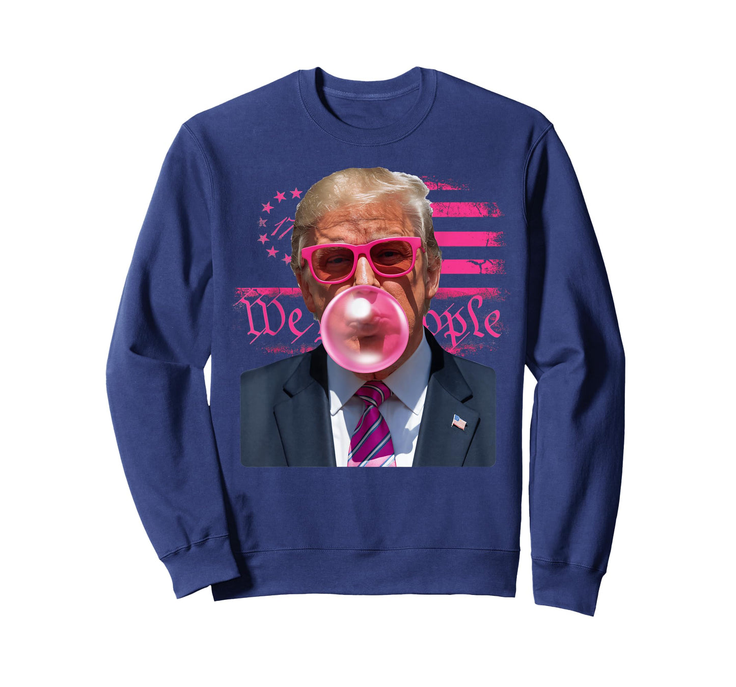 Funny Donald Trump Bubble Gum Pink 4th of July American Flag T-Shirt