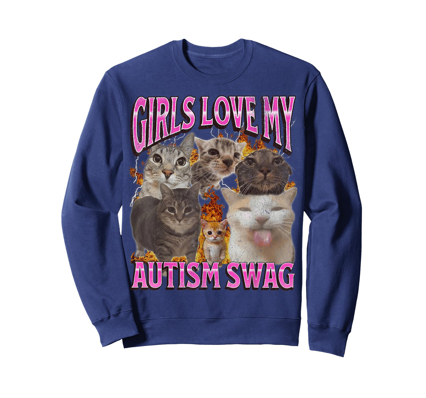 Girls Love My Autism Swag Funny Cat Meme Bootleg Graphic T-Shirt