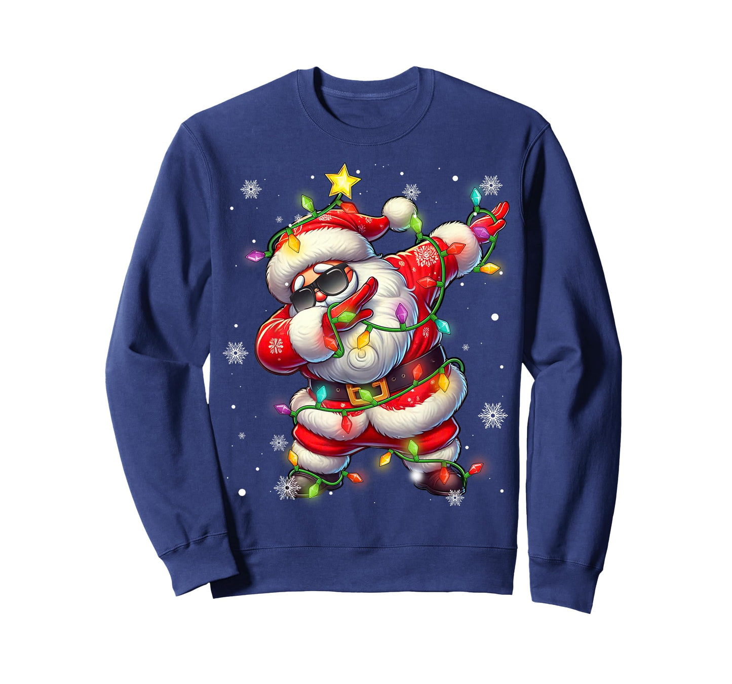 Dabbing Santa Xmas Lights Boys Men Kids Funny Christmas T-Shirt