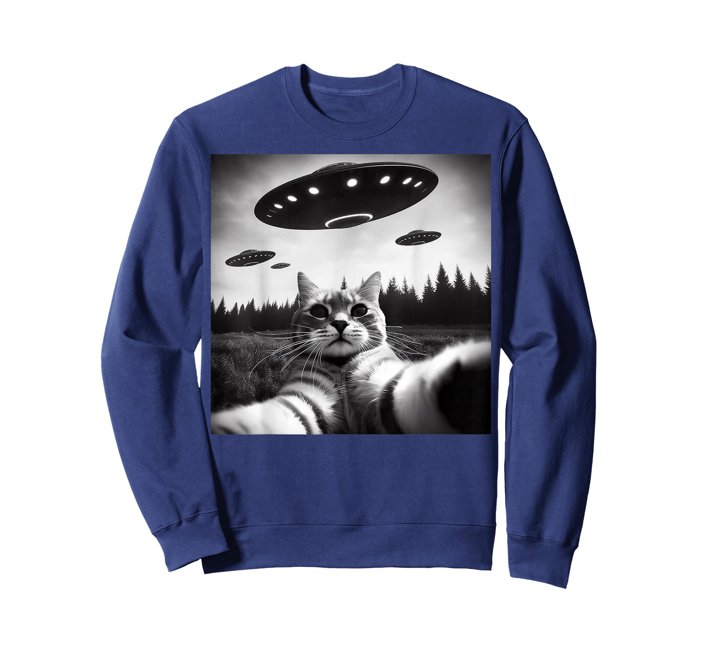 Cat Selfie with Alien UFO Funny Cat Gifts for Men Women Kid T-Shirt
