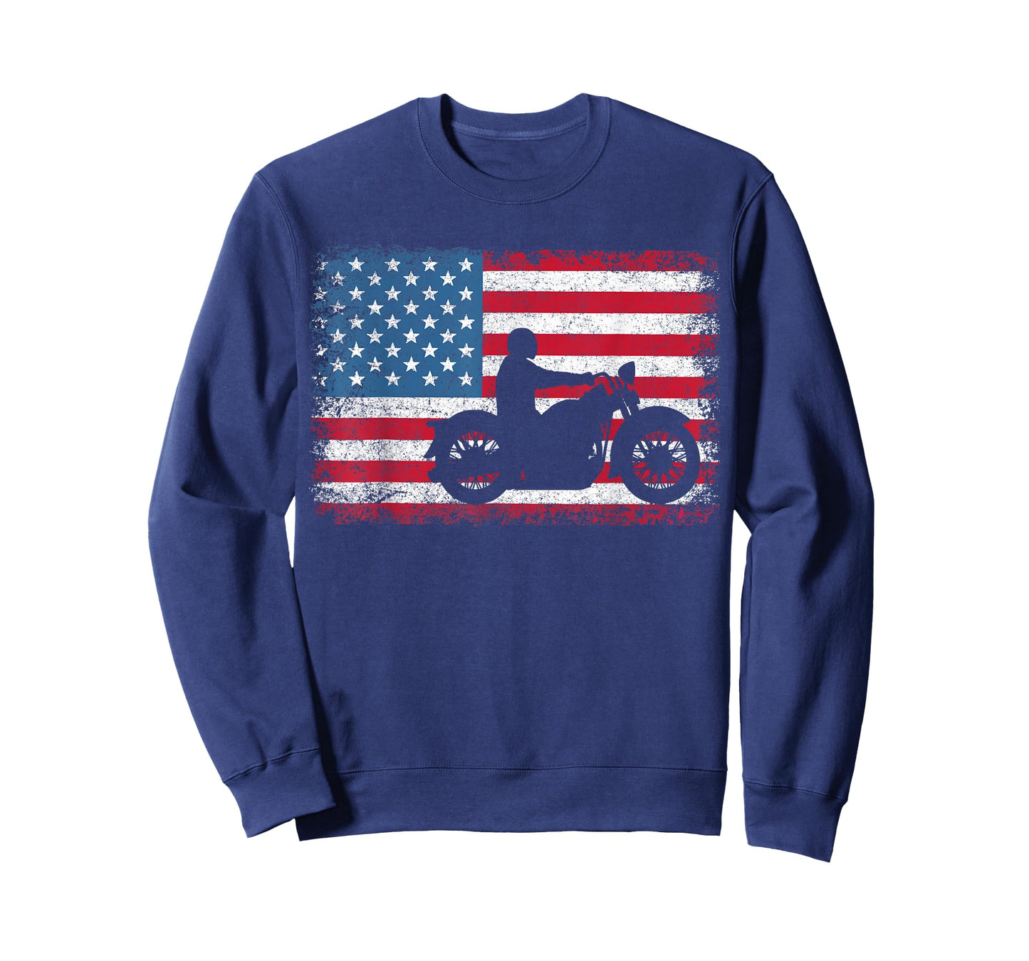 American Flag Biker Motorcycle USA Flag 4th of July Boys Men T-Shirt