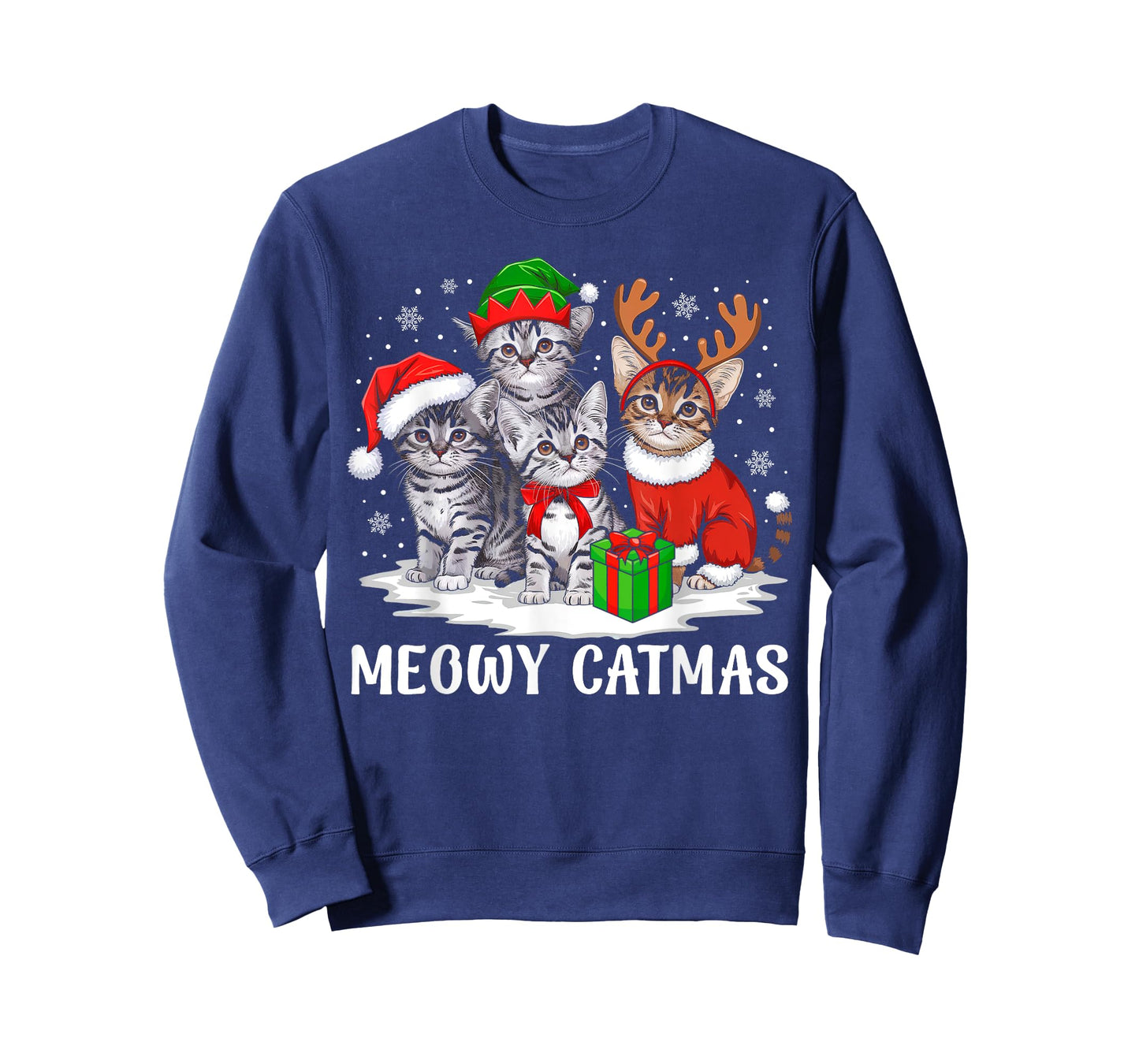 Cat Christmas Shirt For Women Men Xmas Pajamas Meowy Catmas T-Shirt