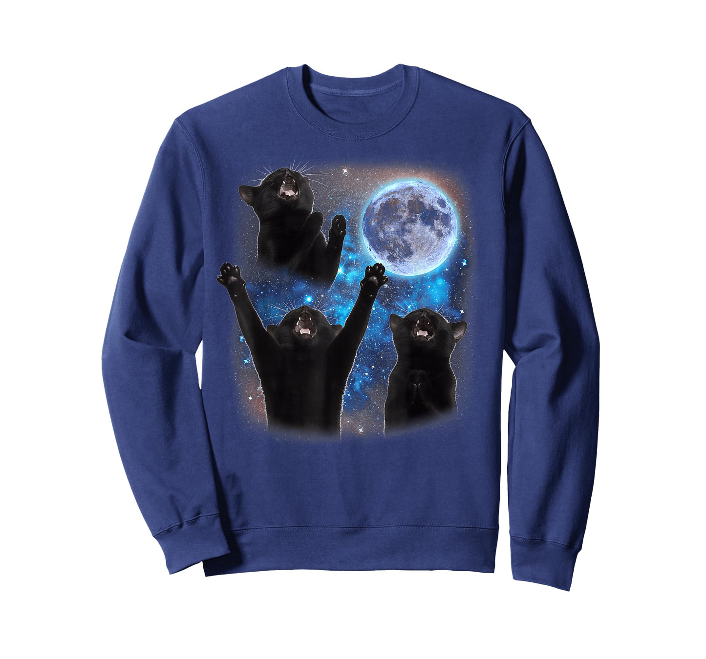 Three Cats Howling at The Moon Weird Meme Tuxedo Cat T-Shirt