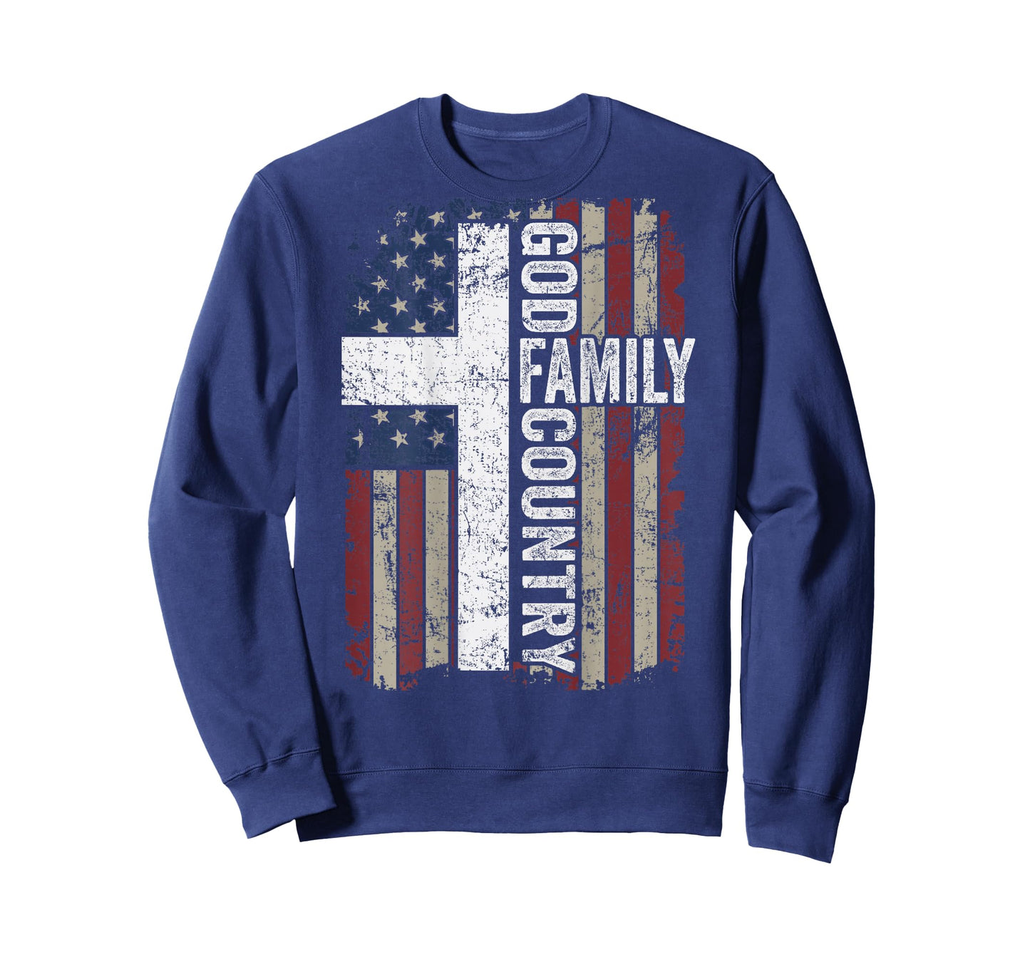 God Family Country - Patriotic Christian Cross USA (ON Back) T-Shirt