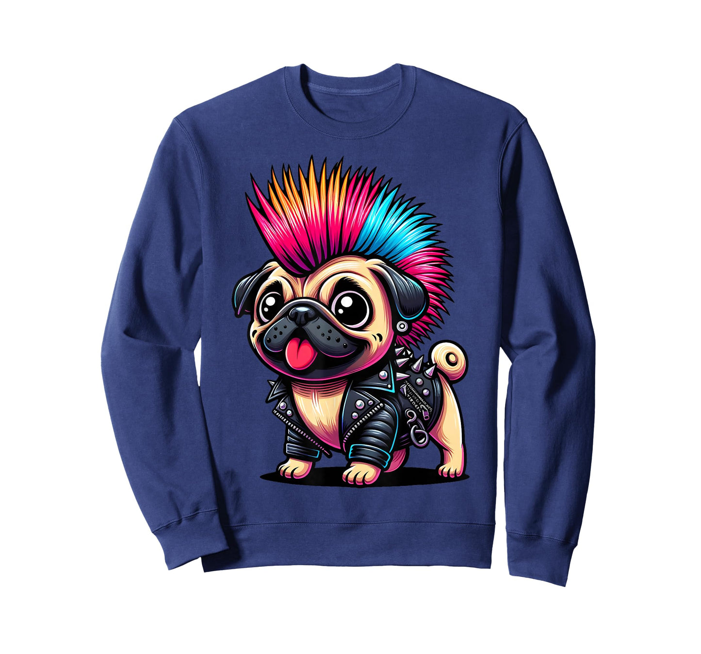 Funny Punk Pug, Rock'n Roll Goth Dog, Guitar Band Funny T-Shirt