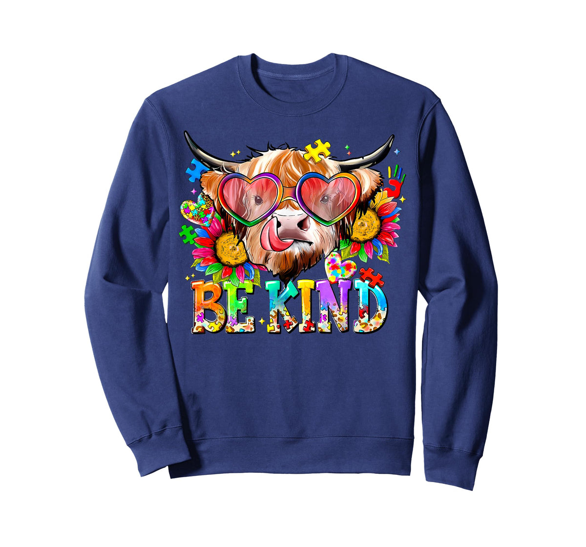 Be Kind Highland Cow Autism Awareness Inspirational Teacher T-Shirt