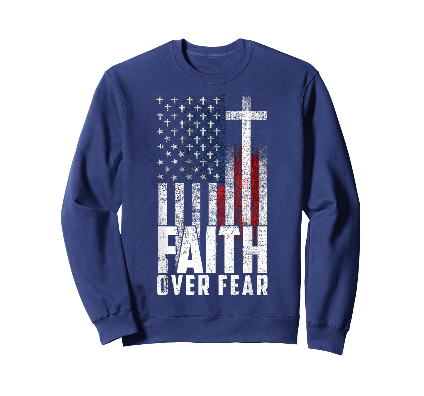 America Pride US Flag Faith Over Fear Prayer Men Women T-Shirt